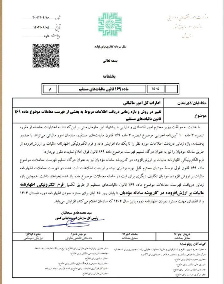 بخشنامه شماره 200/1404/80